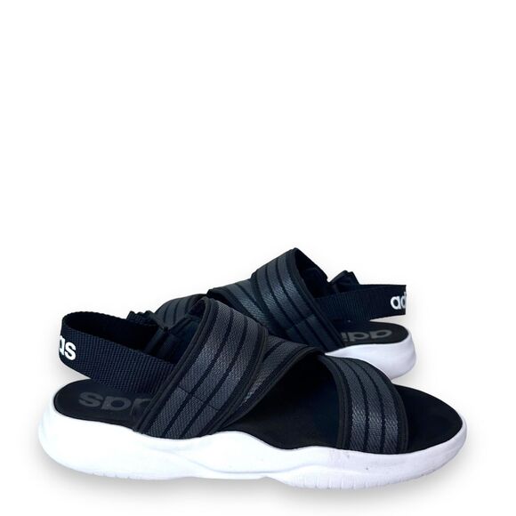 Adidas Sandals Swim Slide 90s Regular Fit Black Grey White Comfort Size 10 - Picture 10 of 10